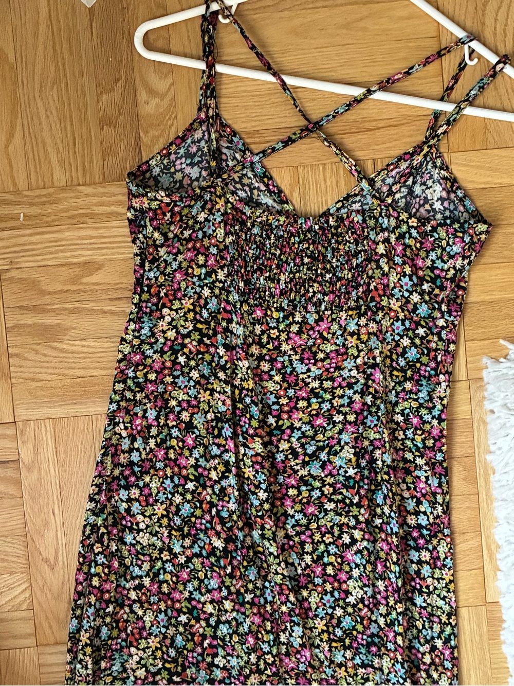 Zara Black Floral Maxi Dress with Multi-Colored Blossoms - Picture 9 of 12